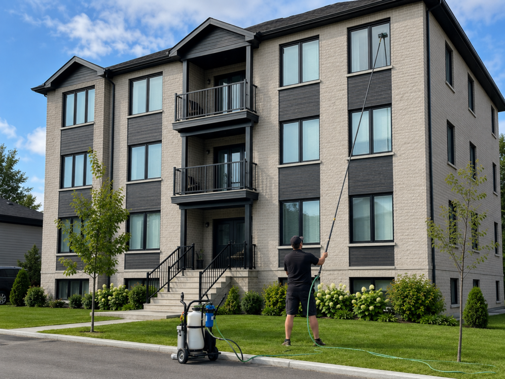 Services lavage vitres gestion immobilière Québec